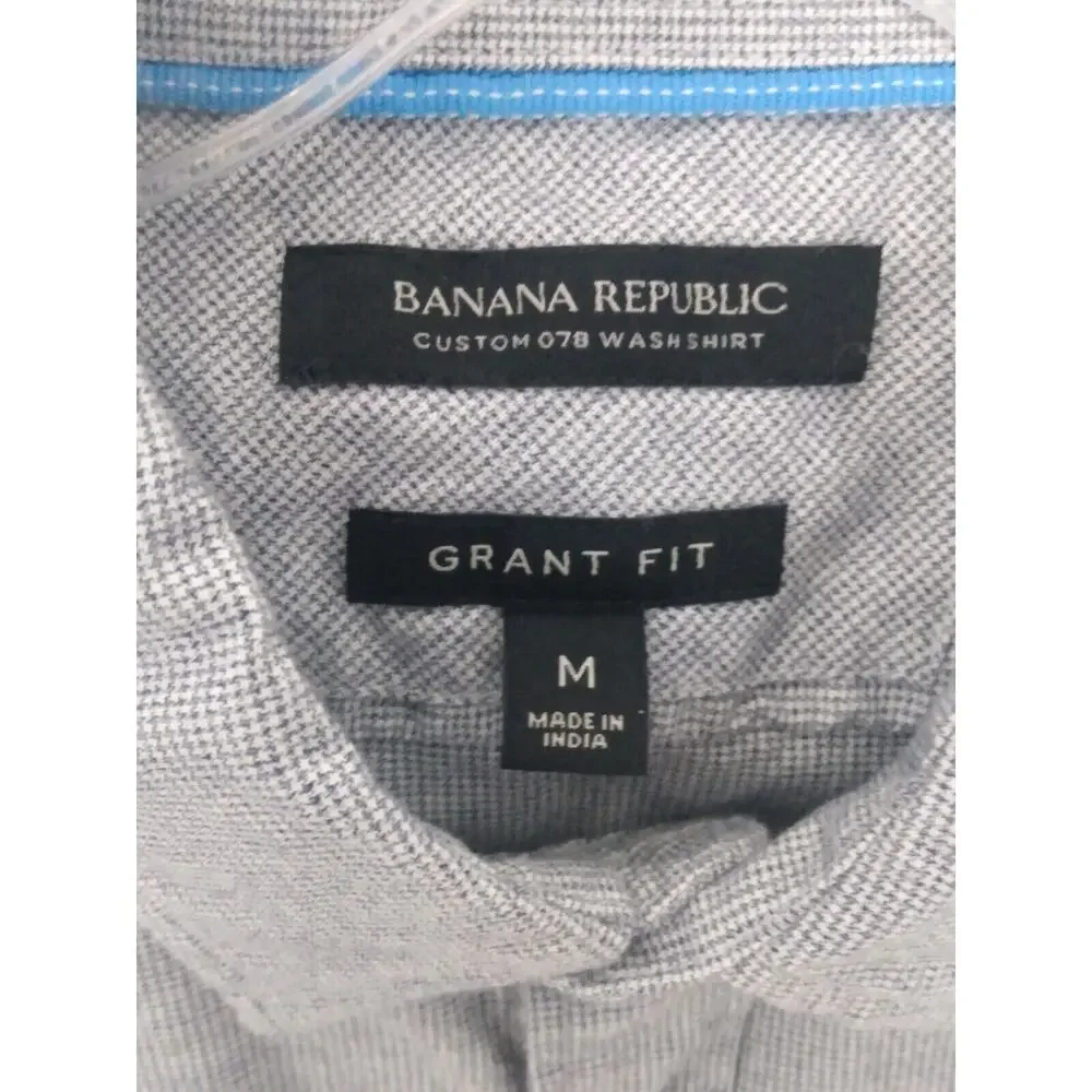 BANANA REPUBLIC‎ Mens Size M Grant Fit Gray Cotton Button Up Shirt